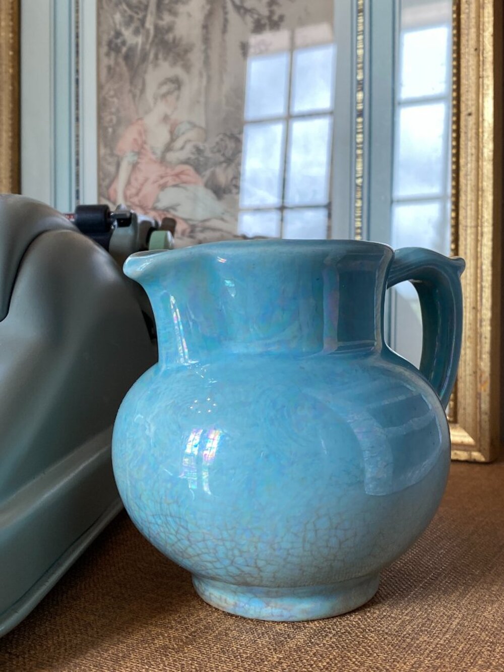 Vintage Pantry Parade Iridescent Turquoise Lusterware Small Pitcher/Creamer